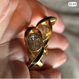 Salo Gold and Black Crystal Clip On Earrings